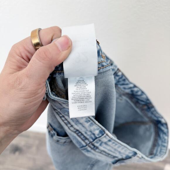 [Sanctuay] Light Wash Acid Denim High Rise Wide Leg Cargo Jeans Stretch Size 32 - Picture 11 of 11